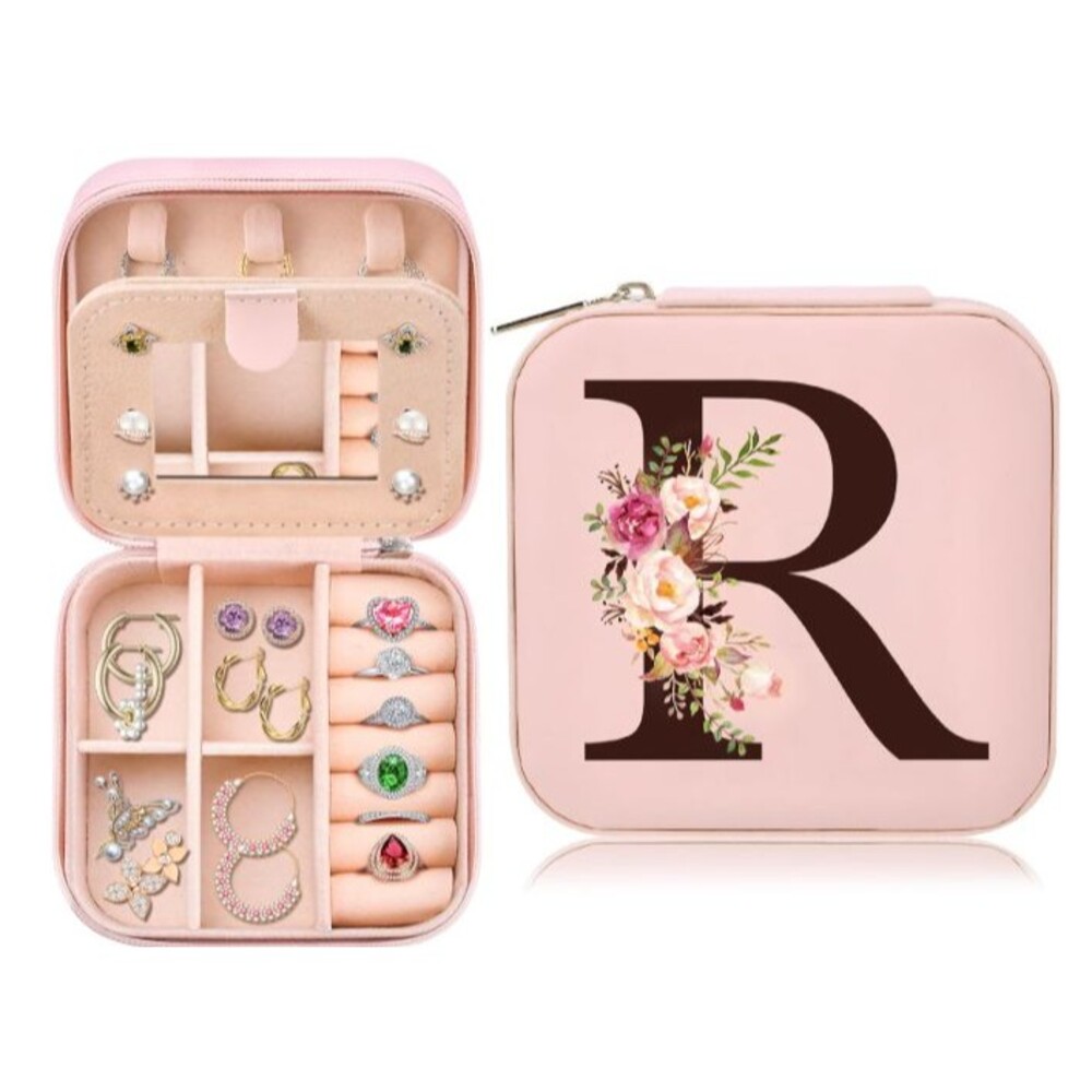 Christmas Gifts for Mom Initial Travel Jewelry Case Jewelry Box Jewelry Organize